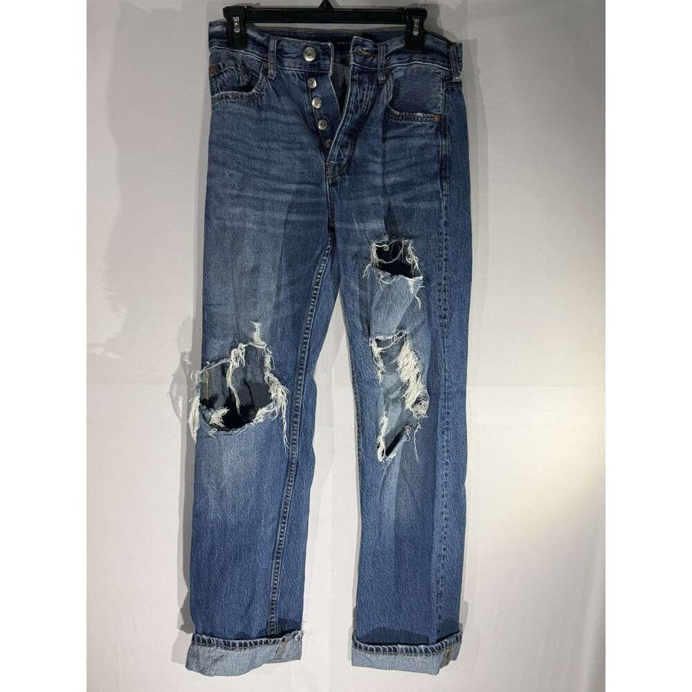 Aeropostale Super High Rise 90s Baggie Jeans Ripped Distressed Womens Sz. 2